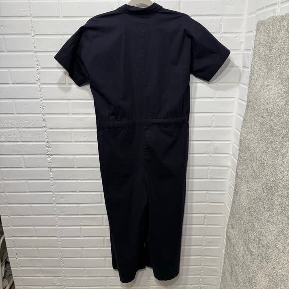Eileen Fisher Organic Cotton Poplin Wide-Leg Jumpsuit Navy Blue Sz Sml Elevated - Picture 5 of 15